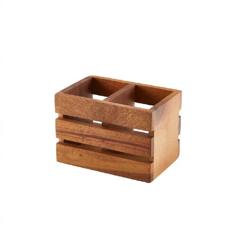 Genware Acacia Wood Bestikholder Med 2 Rum