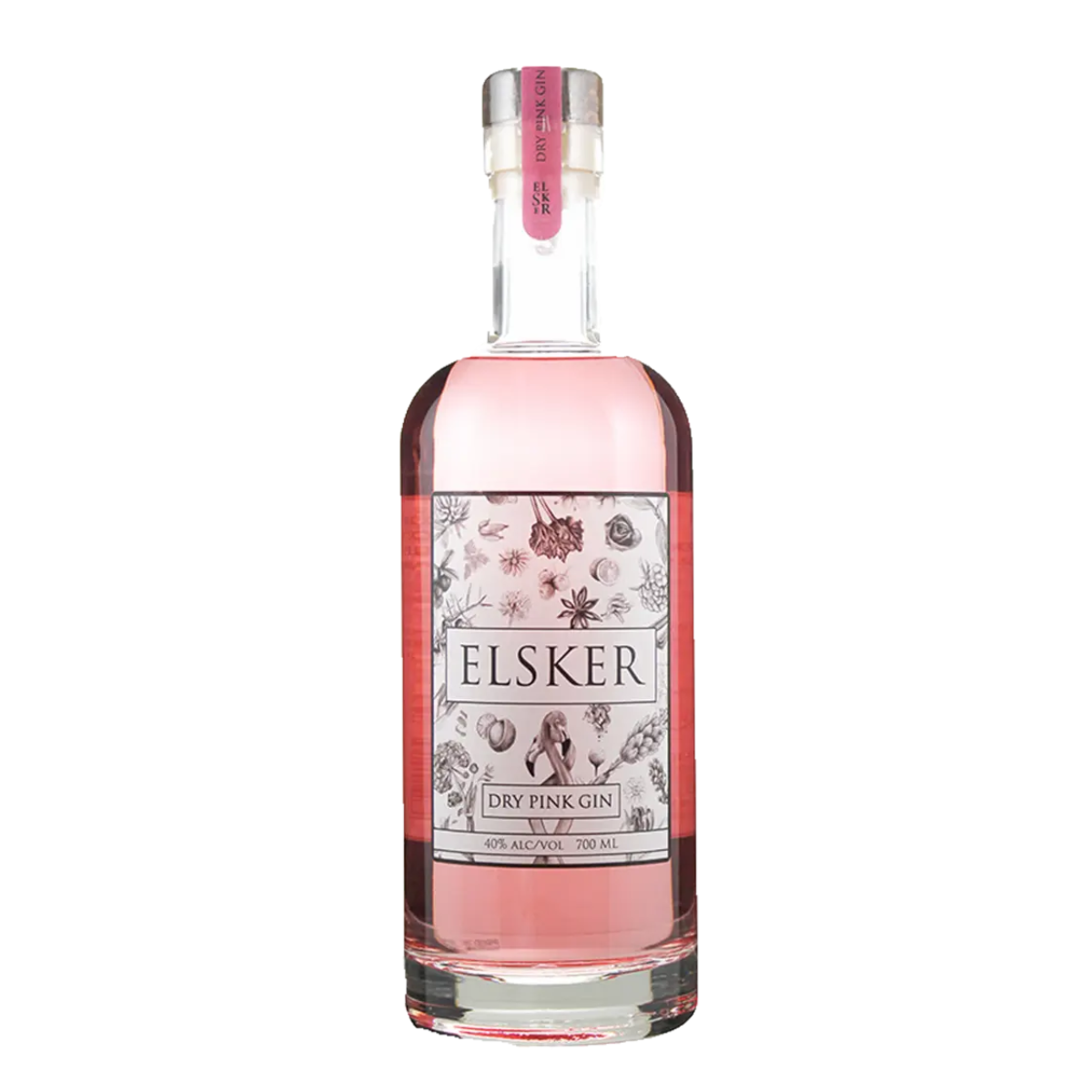 Bareksten Elsker Dry Pink Gin - 40% - 70cl - Norge